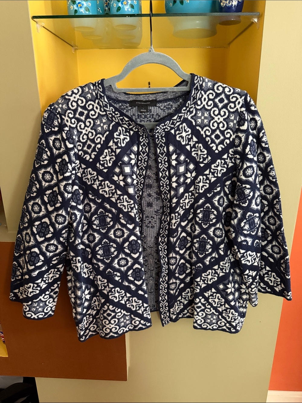 Atmosphere Navy and White Knit Zip Cardigan